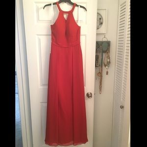 Azazie Floor length bridesmaid dress, rust color